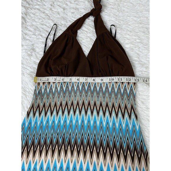 XOXO Maxi Dress Size M Women's Multicolor Zig Zag Chevron Halter Sleeveless - Picture 5 of 12